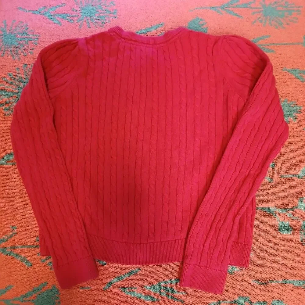 Gymboree girls size 12 pink cable knit sweater cardigan spring summer cotton